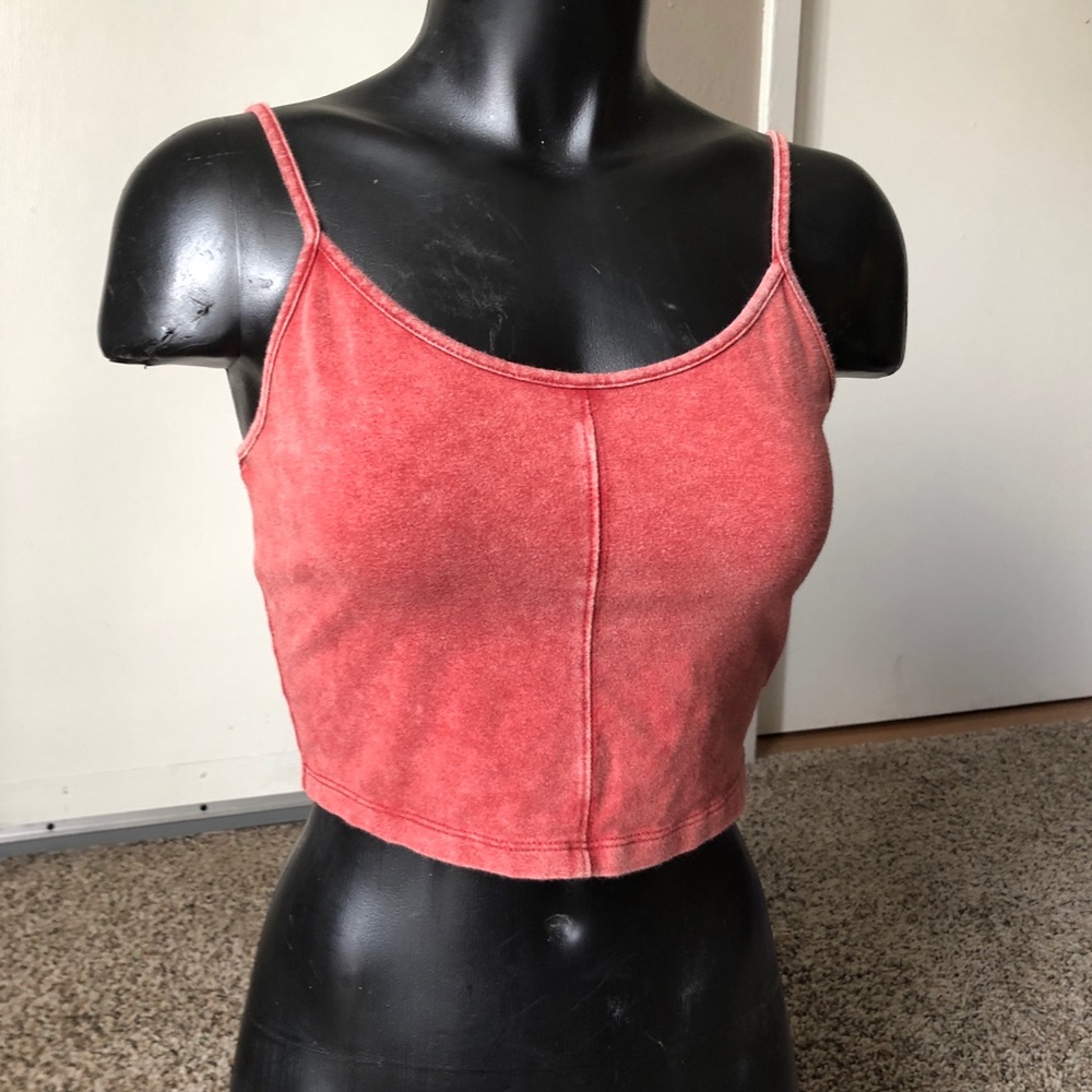 Red Rust Distressed Crop Top - Picture 3 of 5